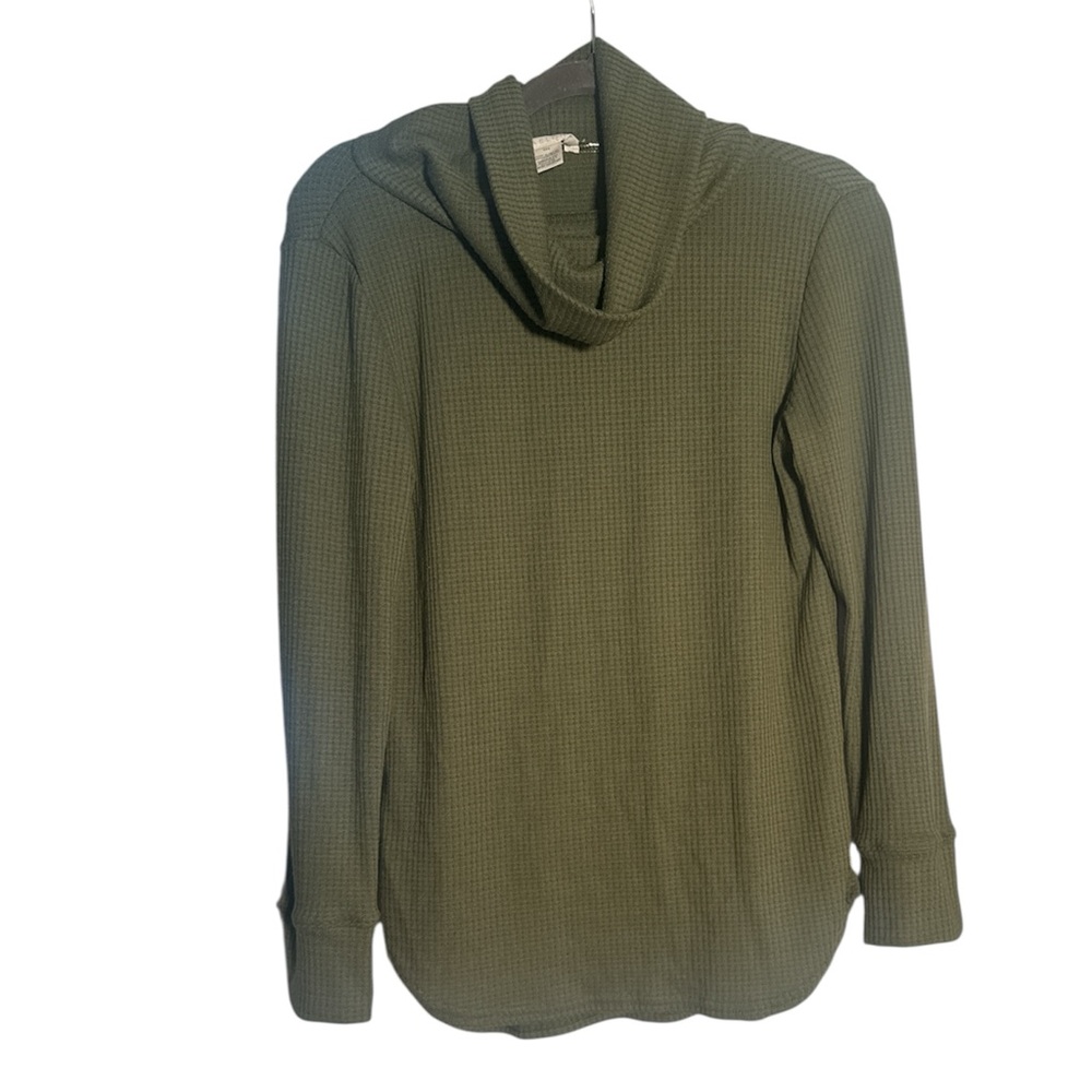 Caslon Olive Green Cowl funnel Neck Sweater XXS NWOT‎ Waffle knit fall oversized
